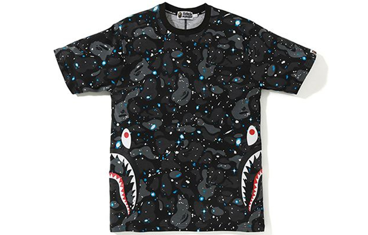 Bape A BATHING APE Shark Space Glow Camo Short Sleeve Tee Unisex. 1F30-109-004