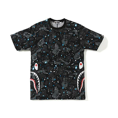 Bape A BATHING APE Shark Space Glow Camo Short Sleeve Tee Unisex. 1F30-109-004
