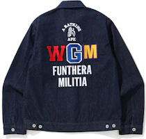 Bape A BATHING APE Shark Tiger Embroidery Denim Jacket Deep Blue 0ZXJKM10014XE Bape A BATHING APE Shark Tiger Embroidery Denim Jacket Deep Blue 0ZXJKM10014XE