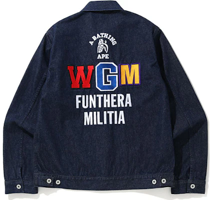 Bape A BATHING APE Shark Tiger Jaket Denim Sulaman Deep Blue 0ZXJKM10014XE Order Bape A BATHING APE Shark Tiger Jaket Denim Sulaman Deep Blue 0ZXJKM10014XE