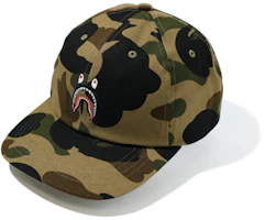 Bape A BATHING APE Shark WGM Camo Embroidered Cotton Cap Green Unisex Style. 0ZXCPM180019F Bape A BATHING APE Shark WGM Camo Embroidered Cotton Cap Green Unisex Style. 0ZXCPM180019F