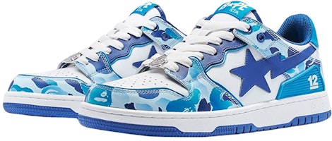 BAPE A BATHING APE Sk8 Sta 12 低帮皮革鞋 '白蓝' MX91008 Order BAPE A BATHING APE Sk8 Sta 12 低帮皮革鞋 '白蓝' MX91008