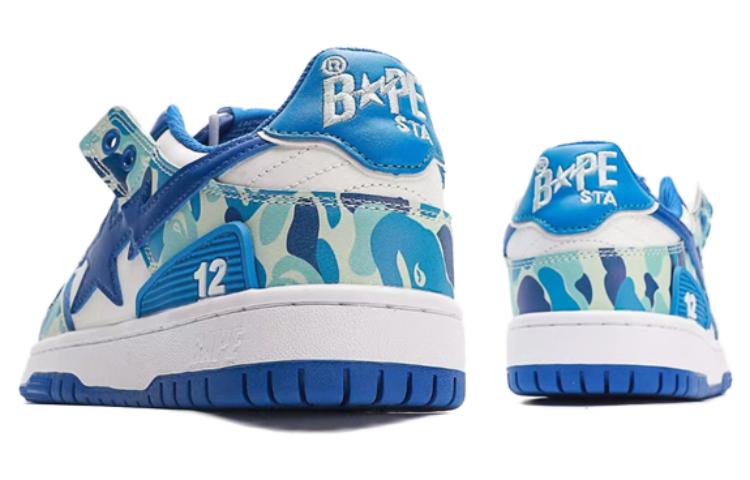 Shop BAPE A BATHING APE Sk8 Sta 12 低帮皮革鞋 '白蓝' MX91008