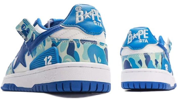 BAPE A BATHING APE Sk8 Sta 12 Kulit Rendah 'Putih Biru' MX91008 Shop BAPE A BATHING APE Sk8 Sta 12 Kulit Rendah 'Putih Biru' MX91008