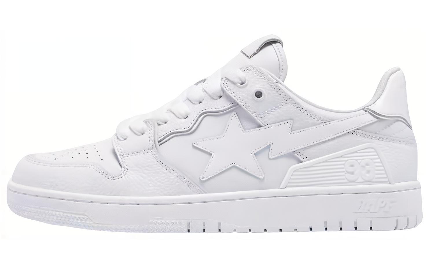 Bape A BATHING APE SK8 STA Low-Top White Leather Casual Sneakers for Men 1I70-191-010 White