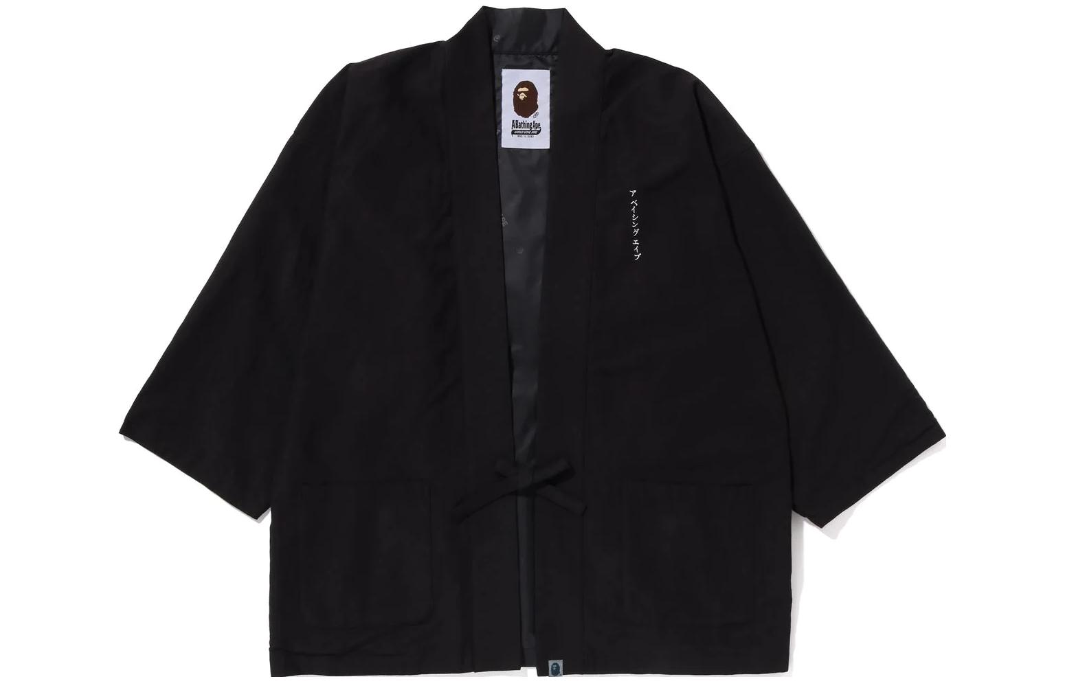 Bape A BATHING APE Solid Black Long-Sleeve Casual Jacket for Men. 1J30-140-011