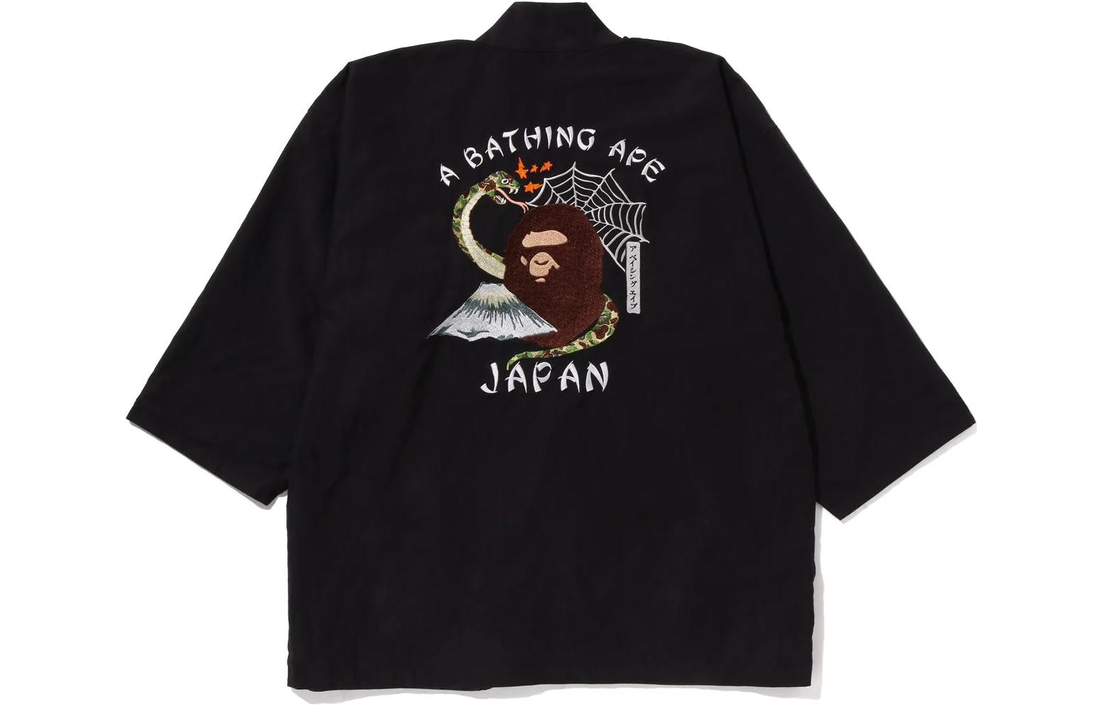 Bape A BATHING APE Solid Black Long-Sleeve Casual Jacket for Men. 1J30-140-011 圖 5