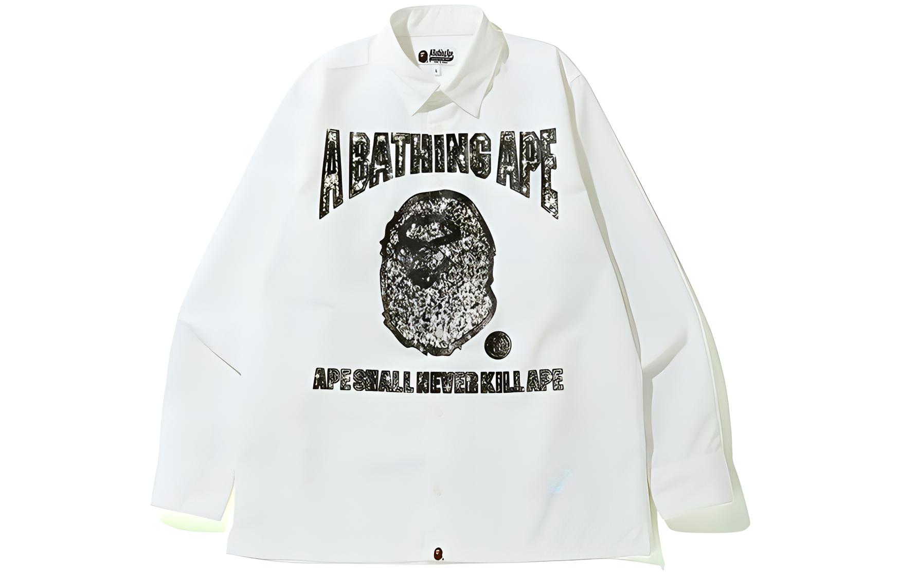 Bape A BATHING APE Solid Color Printed Shirt  Fashion 0ZXSTM131012E