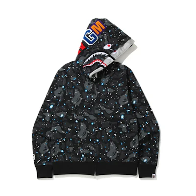 Bape A BATHING APE Space Camo Shark Double Hoodie - Retro Style Zip Jacket Unisex. 1G20-115-004