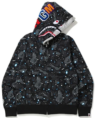 Bape A BATHING APE Space Camo Shark Double Hoodie - Retro Style Zip Jacket Unisex. 1G20-115-004 Order Bape A BATHING APE Space Camo Shark Double Hoodie - Retro Style Zip Jacket Unisex. 1G20-115-004