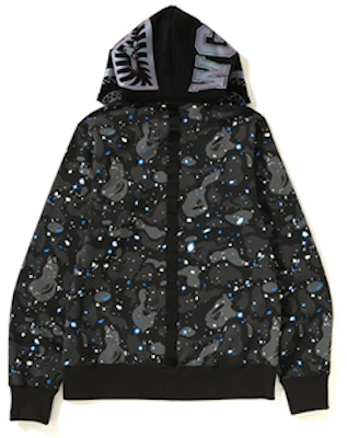 Bape A BATHING APE Space Camo Shark Full Zip Hoodie Black Unisex Glow Star Print. 1F30-115-004 Shop Bape A BATHING APE Space Camo Shark Full Zip Hoodie Black Unisex Glow Star Print. 1F30-115-004