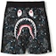 Buy Bape A BATHING APE スペースカモ シャークスウェットショーツ ブラック - 蓄光デザイン 1F30-153-006