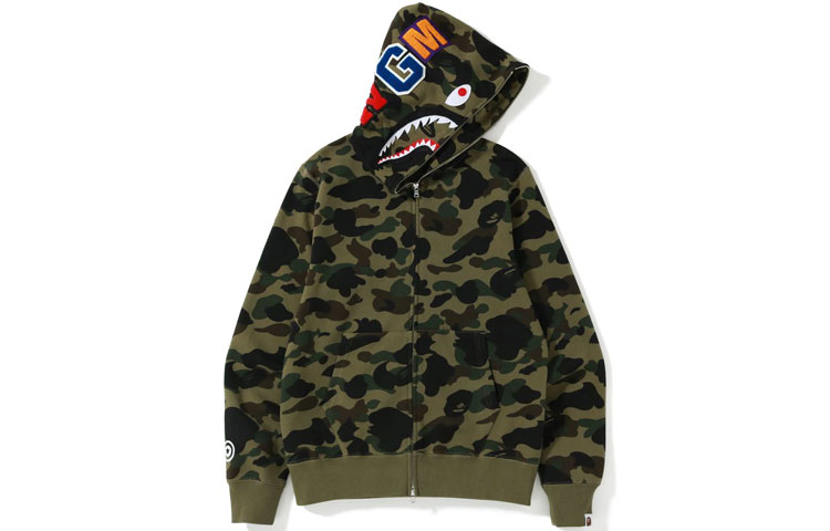 Order Bape A BATHING APE SS22 迷彩鯊魚連帽外套 迷彩鯊魚頭拉鍊帽衫 1I20-115-004