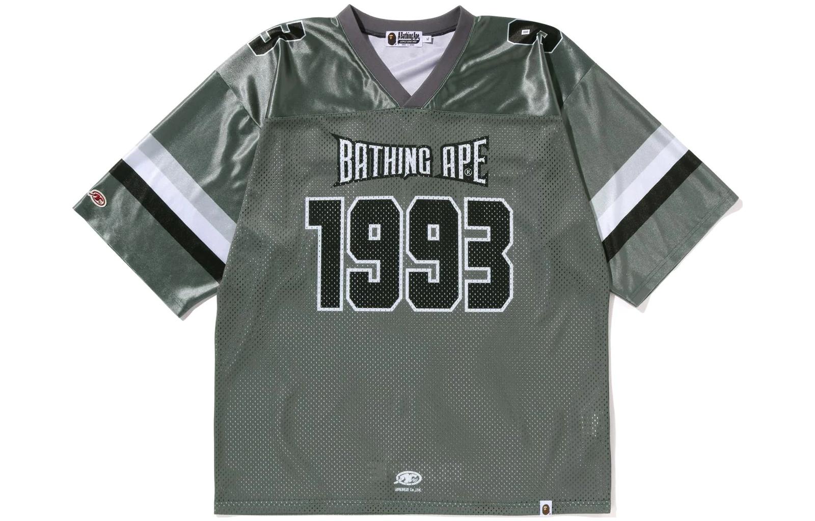 Bape A BATHING APE SS23  Football Jersey Numeric Stripe Print Short Sleeve. 1J30-109-013