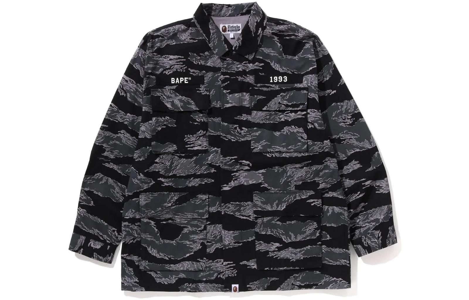 Bape A BATHING APE SS23 Tiger Camo Relaxed Fit Military Shirt . 1I70-131-003