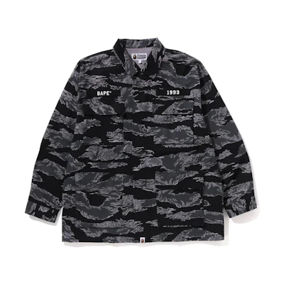 Bape A BATHING APE SS23 Tiger Camo Relaxed Fit Military Shirt . 1I70-131-003