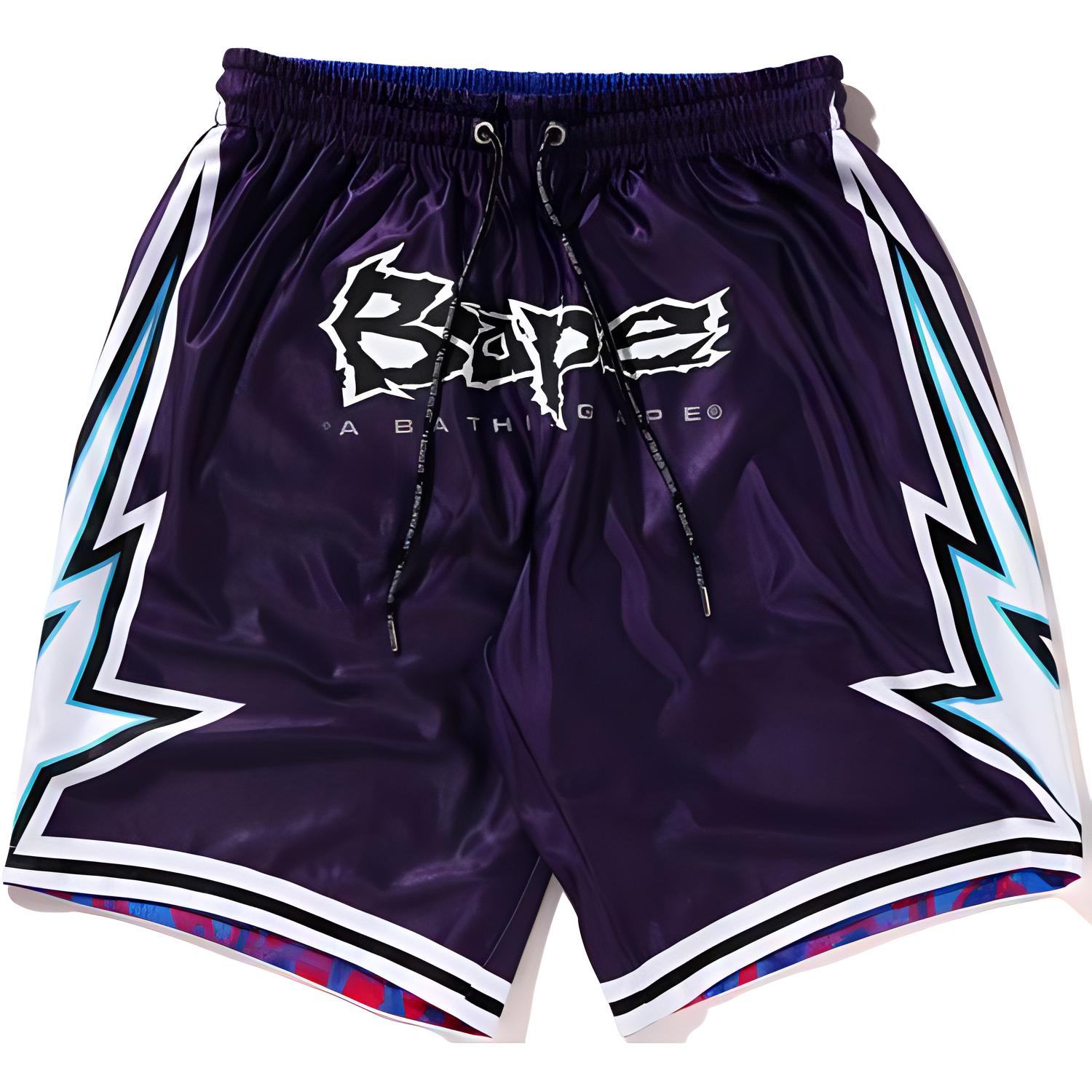 Bape A BATHING APE SS24  Reversible Flame Star Print Basketball Shorts. 0ZXSPM153317M