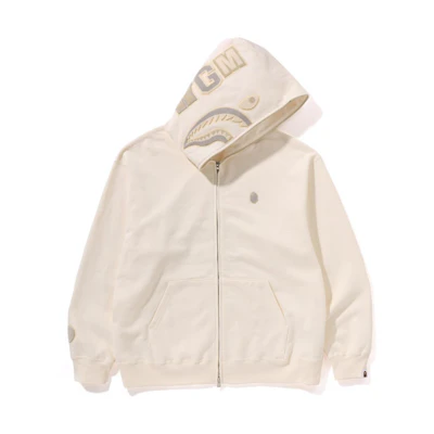 Bape A BATHING APE SS24 Suede Shark Zip-Up Hoodie in Monochrome. 0ZXSWM115306M