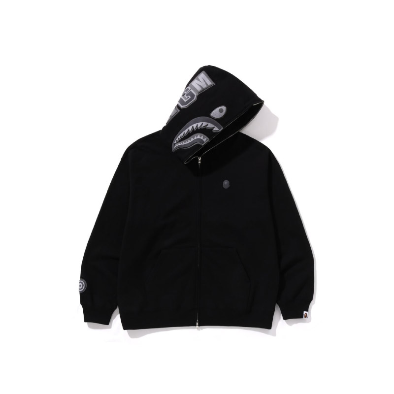 Bape A BATHING APE SS24  Suede Shark Zip-Up Hoodie in Monochrome. 0ZXSWM115306M 圖 2