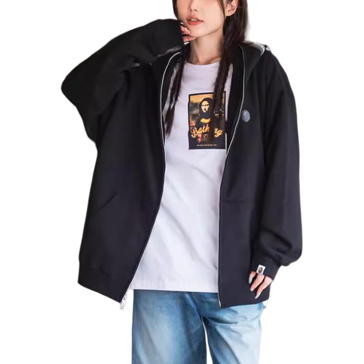 Bape A BATHING APE SS24  Suede Shark Zip-Up Hoodie in Monochrome. 0ZXSWM115306M 圖 3