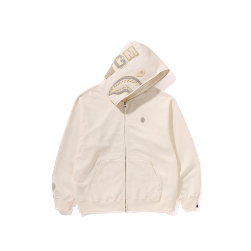 Bape A BATHING APE SS24  Suede Shark Zip-Up Hoodie in Monochrome. 0ZXSWM115306M 圖 5