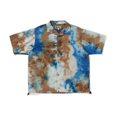 Bape A BATHING APE SS24 Chusen Ape Logo Tie-Dye Button-Up Short Sleeve Shirt Men 0ZXSRM132011M