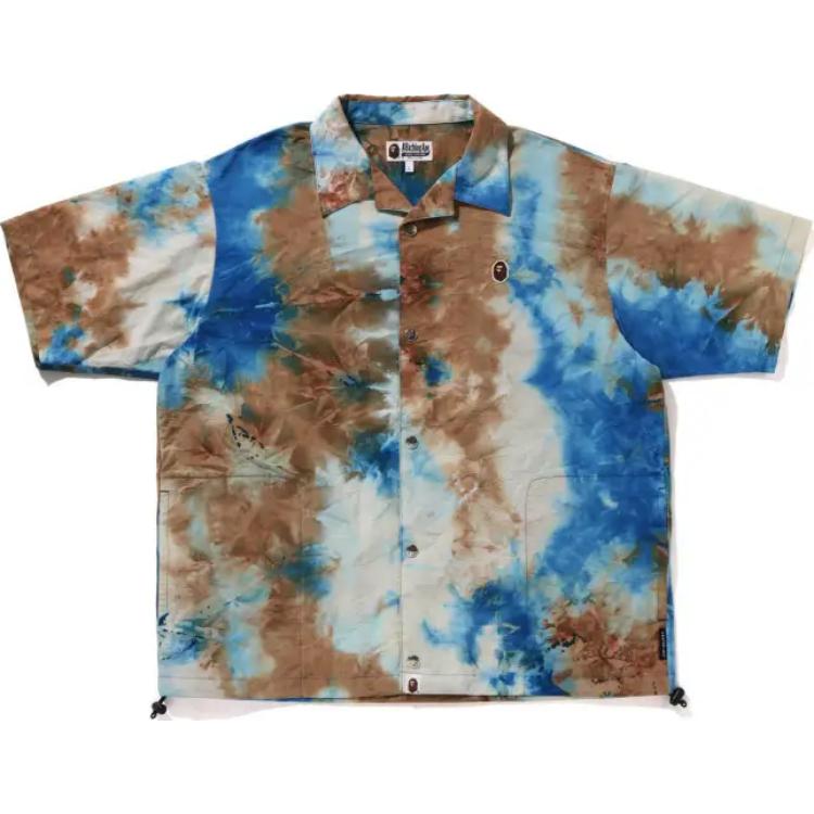 Bape A BATHING APE SS24 Chusen Ape Logo Tie-Dye Button-Up Short Sleeve Shirt Men 0ZXSRM132011M 圖 3