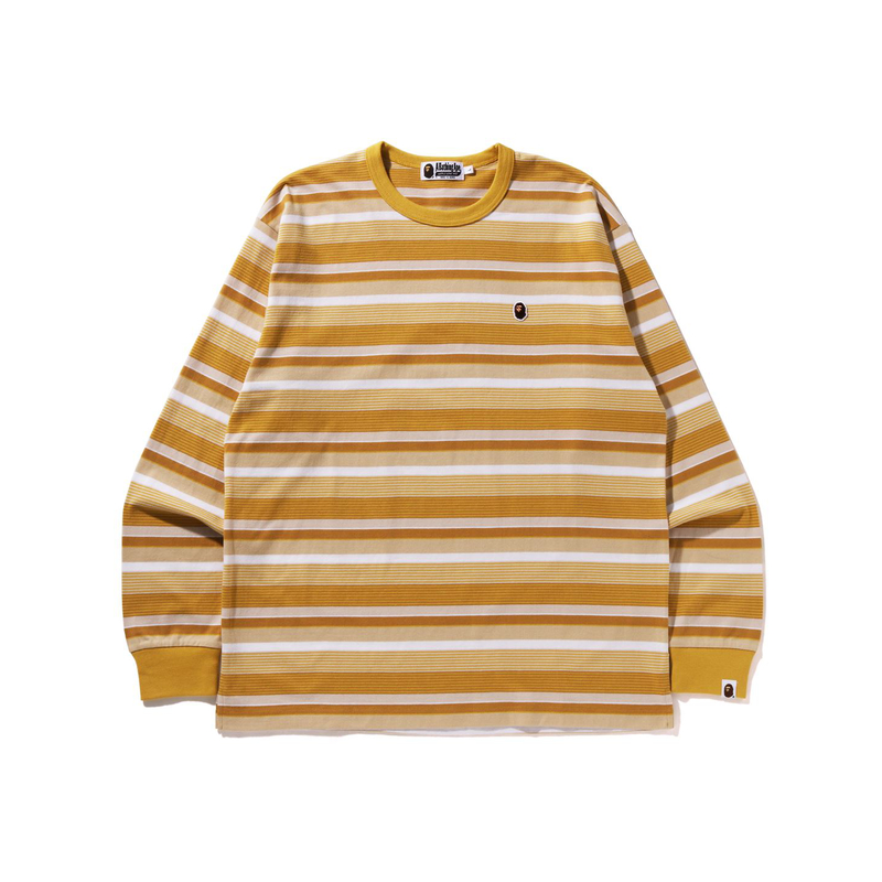 Details for ベイプ A BATHING APE SS24 刺繍ロゴ ストライプ 長袖Tシャツ メンズ. 0ZXLTM111001M