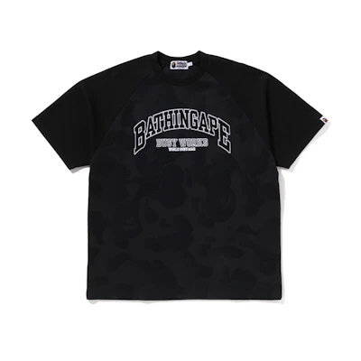 Bape A BATHING APE SS24 Letter Pattern Camo Raglan Crewneck T-Shirt Mens. 0ZXTEM109313M