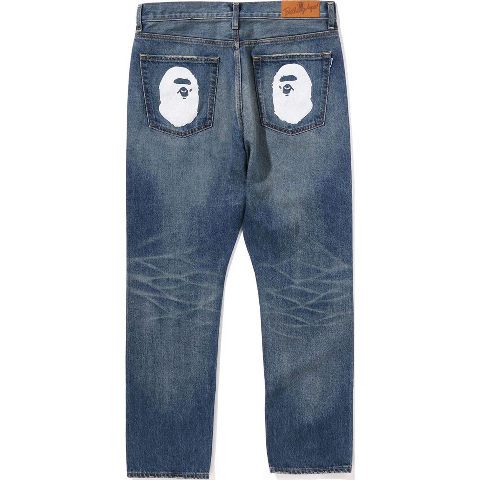 Lookbook Bape A BATHING APE SS24 男女印花鈕扣圖案牛仔褲. 0ZXJNM150006M