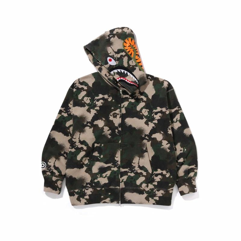 Bape A BATHING APE SS25 Graffiti Camo Shark Hoodie . 0ZXSWM001151O 圖 3