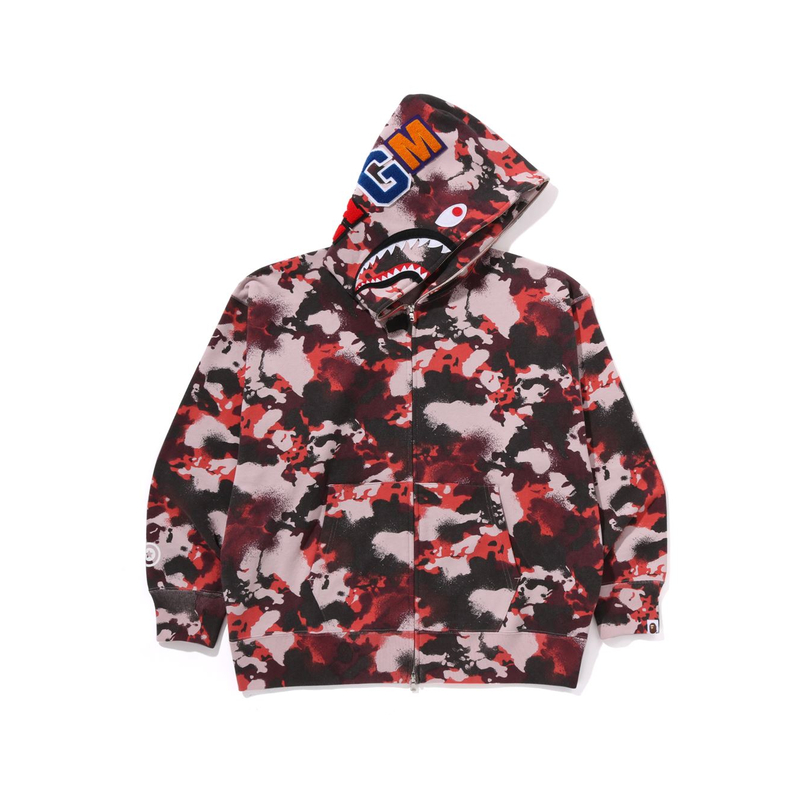 Bape A BATHING APE SS25 Graffiti Camo Shark Hoodie . 0ZXSWM001151O 圖 5