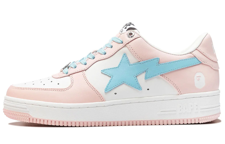 Bape A BATHING APE STA "Pastel Color" Pink Blue Low-Top Fashion Sneakers. 1H70-191-005 Light Blue
