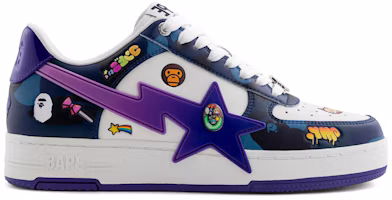 BAPE A Bathing Ape Sta Mr. KaiKai Kiki White Purple 1L73-191-939/1L73191939-BLU BAPE A Bathing Ape Sta Mr. KaiKai Kiki White Purple 1L73-191-939/1L73191939-BLU