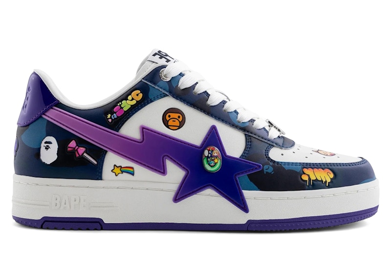 BAPE A Bathing Ape Sta Mr. KaiKai Kiki White Purple 1L73-191-939/1L73191939-BLU