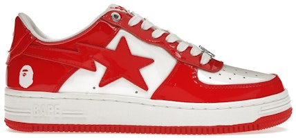 BAPE A Bathing Ape Sta Patent Leather White Red (2023) 1I70-291-021/1I70-191-022 BAPE A Bathing Ape Sta Patent Leather White Red (2023) 1I70-291-021/1I70-191-022