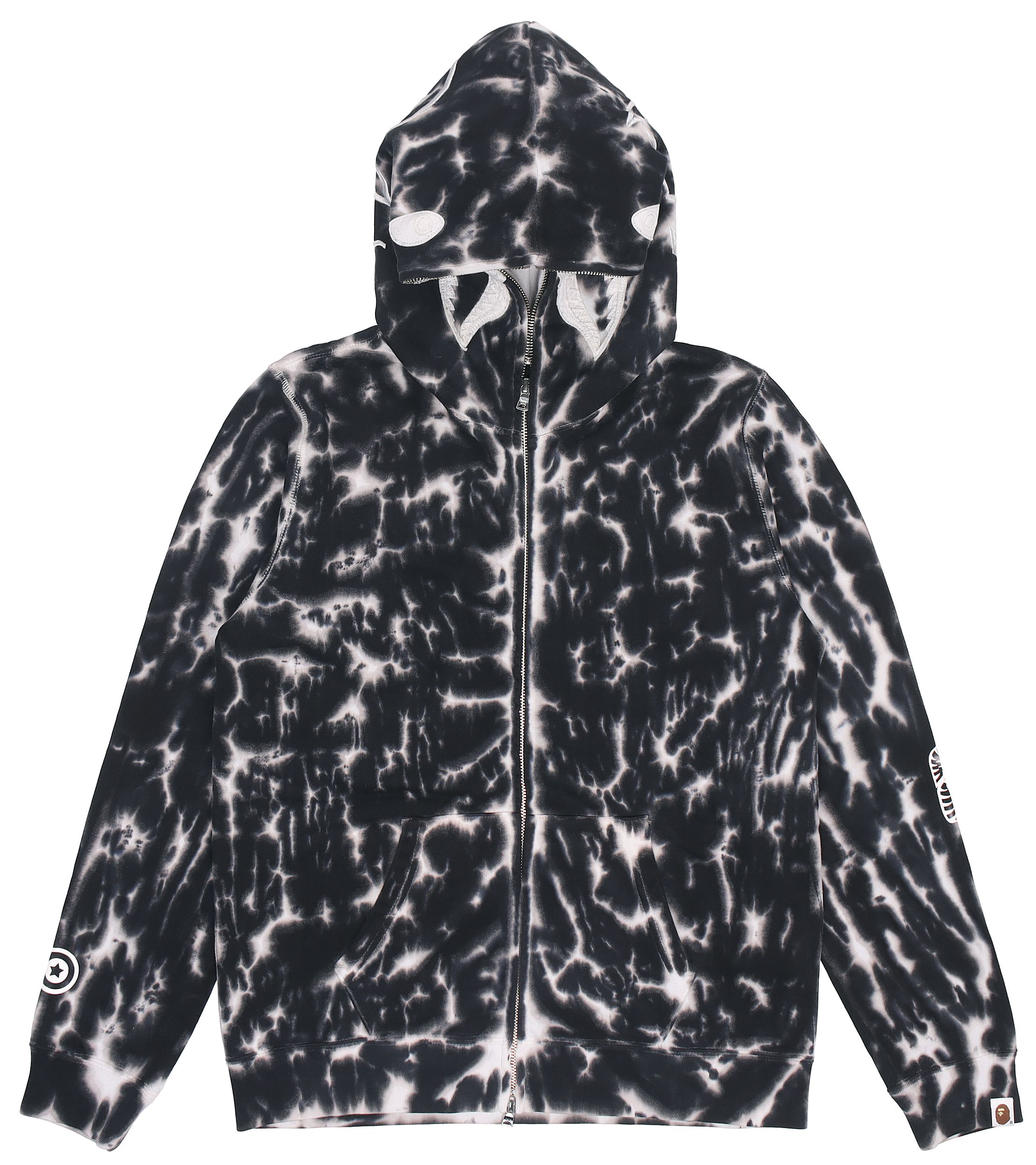 Bape A BATHING APE Tie-Dye Zip-Up Hoodie Unisex Black. 1F30-115-019