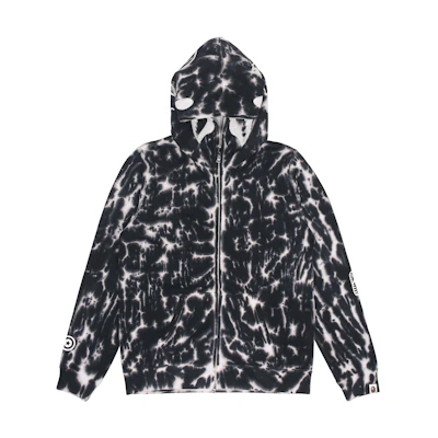 Bape A BATHING APE Tie-Dye Zip-Up Hoodie Unisex Black. 1F30-115-019