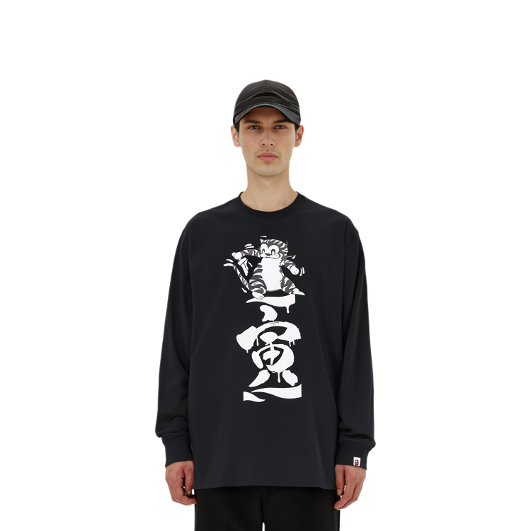 Lookbook Bape A BATHING APE Kaos Crewneck Lengan Panjang Motif Harimau. 0ZXLTMX11003J