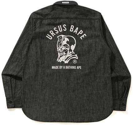 Bape A BATHING APE URSUS 字母印花牛仔襯衫 寬鬆長袖 男款 1H20-131-001 Buy Bape A BATHING APE URSUS 字母印花牛仔襯衫 寬鬆長袖 男款 1H20-131-001