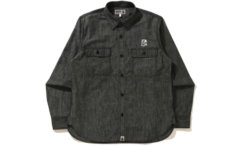 Lookbook Bape A BATHING APE URSUS 字母印花牛仔襯衫 寬鬆長袖 男款 1H20-131-001