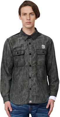 Bape A BATHING APE URSUS 字母印花牛仔襯衫 寬鬆長袖 男款 1H20-131-001 Shop Bape A BATHING APE URSUS 字母印花牛仔襯衫 寬鬆長袖 男款 1H20-131-001