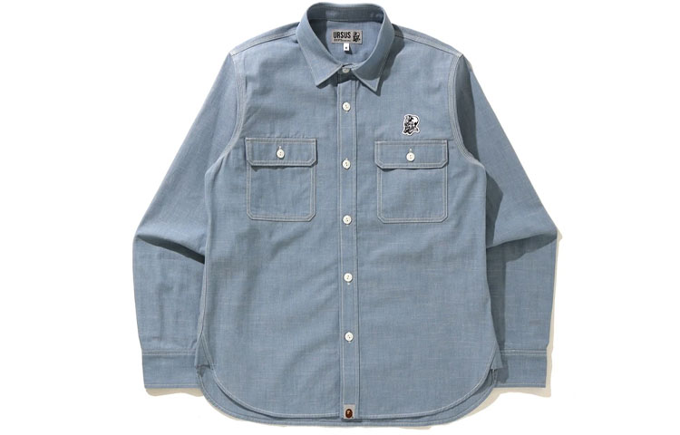 Details for Bape A BATHING APE URSUS 字母印花牛仔襯衫 寬鬆長袖 男款 1H20-131-001