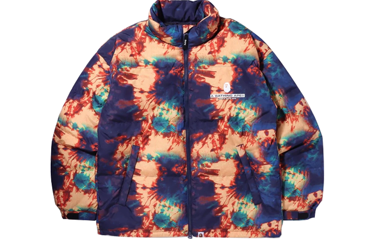Bape A BATHING APE Winter Tie Dye Loose Fit Down Jacket Navy Blue 1I30-144-004