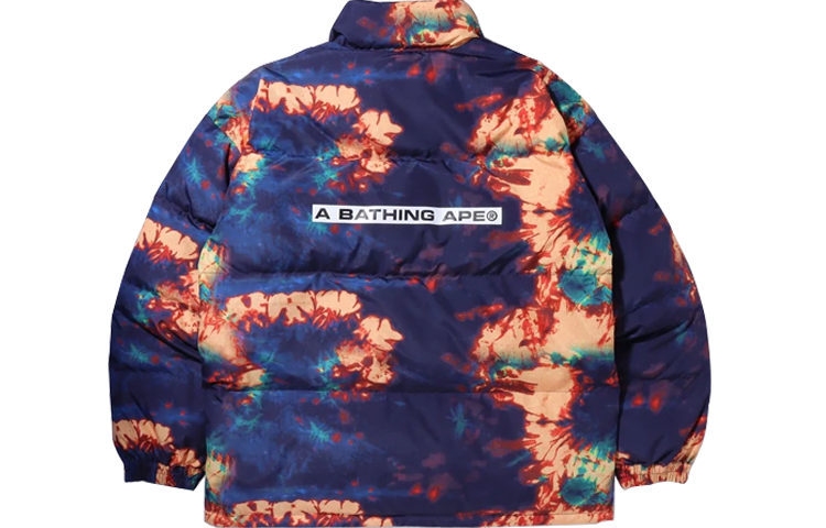 Lookbook Bape Winter Tie Dye Loose Fit Down Jacket Biru Navy 1I30-144-004