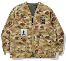 Bape A BATHING APE x Alpha Industries Reversible Camo Olive Logo Jacket - Men. 1G73-140-904 Bape A BATHING APE x Alpha Industries Reversible Camo Olive Logo Jacket - Men. 1G73-140-904