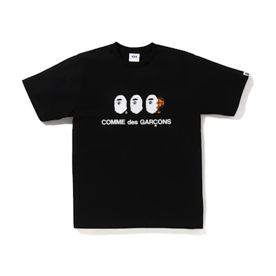 Bape A BATHING APE CDG SS23 Unisex Black Graphic Logo Loose Fit T-Shirt. 002TEJ221901C
