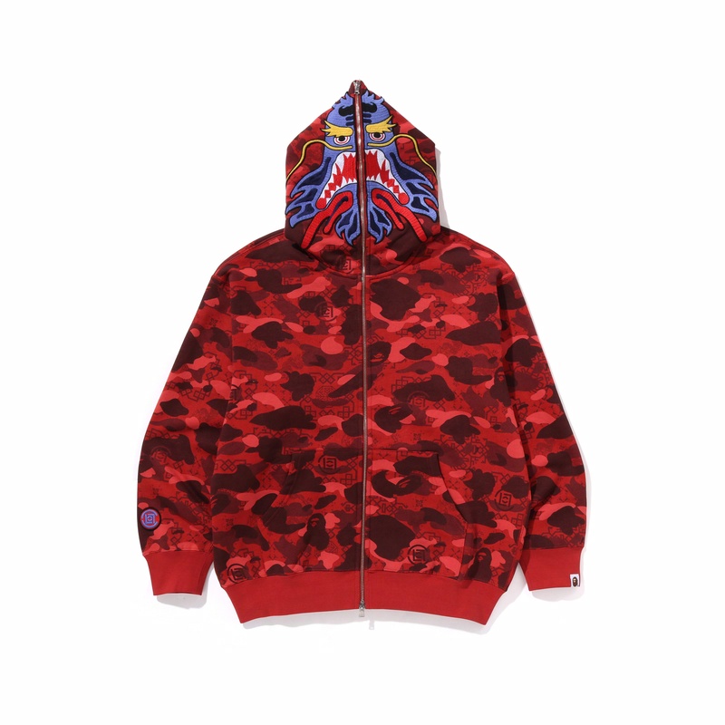 Purchase Bape A BATHING APE x CLOT SS25 カモフラロゴ刺繍パーカー アーミーグリーン ユニセックス 0ZXSWM115913N