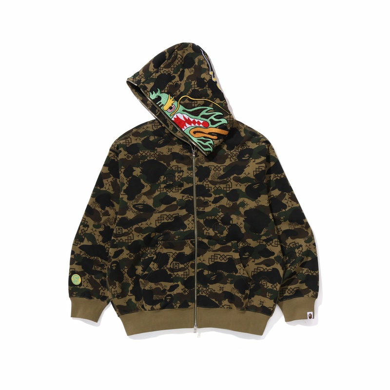 Sizing Bape A BATHING APE x CLOT SS25 カモフラロゴ刺繍パーカー アーミーグリーン ユニセックス 0ZXSWM115913N
