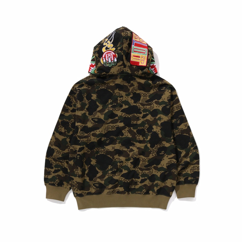 Cheap Bape A BATHING APE x CLOT SS25 カモフラロゴ刺繍パーカー アーミーグリーン ユニセックス 0ZXSWM115913N